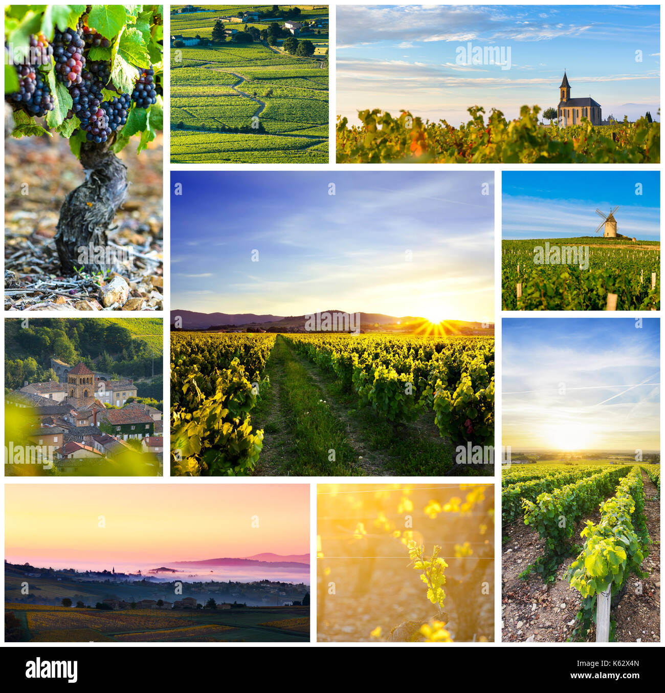 Beaujolais viaggio rettangolare photo collage Foto Stock