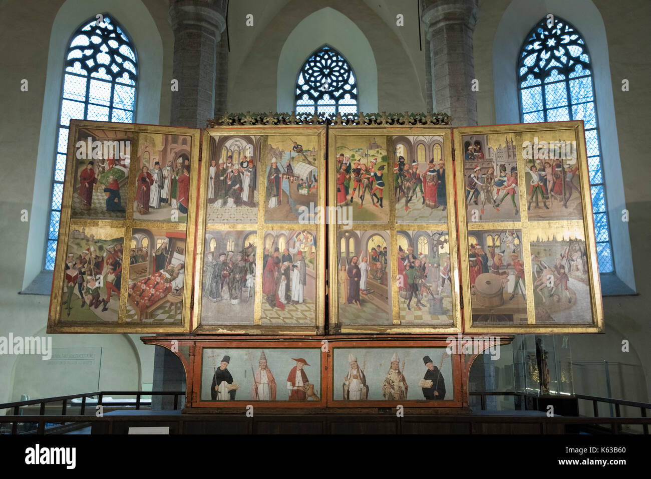 L'altare maggiore, all'interno la chiesa niguliste, città vecchia, Tallinn, Estonia, europa Foto Stock
