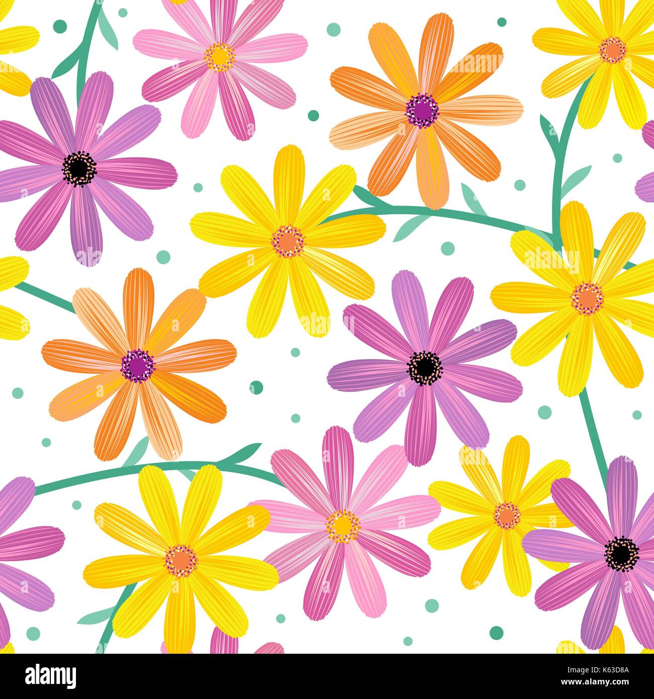 Seamless (ripetibile} gerbera daisy fiori pattern, sfondo, sfondo ...
