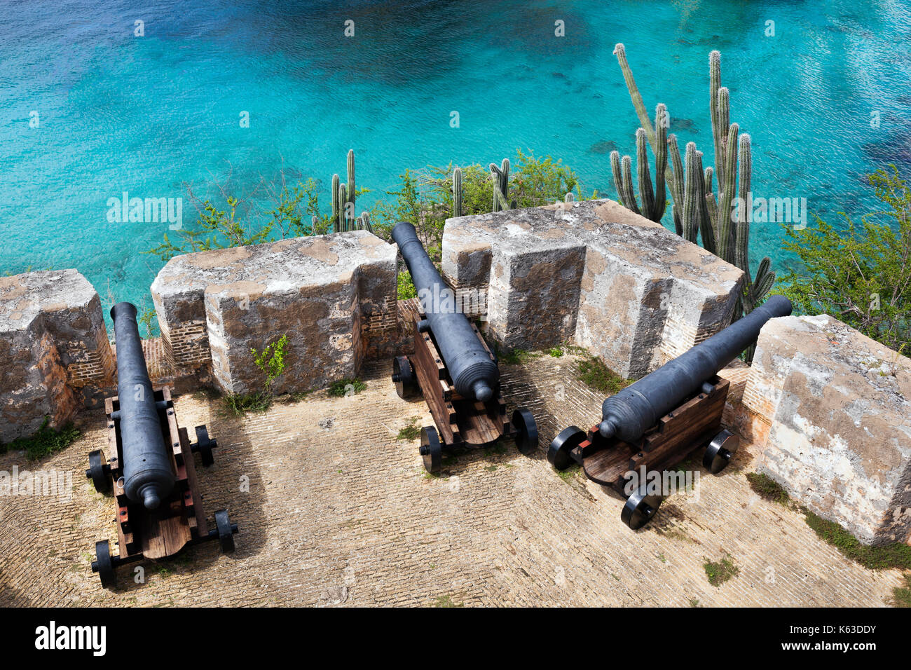 I cannoni di fort Beekenburg su Curacao Foto Stock