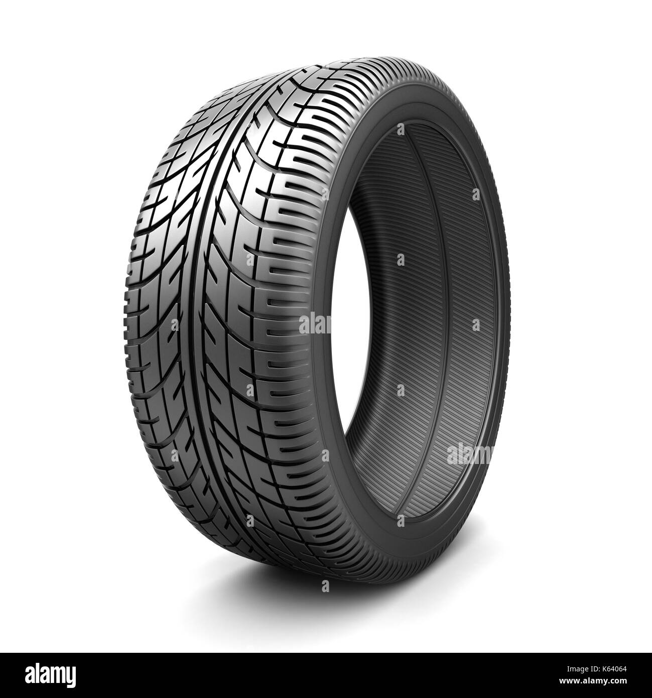 Uno pneumatico auto su sfondo bianco. 3d illustrazione Foto Stock