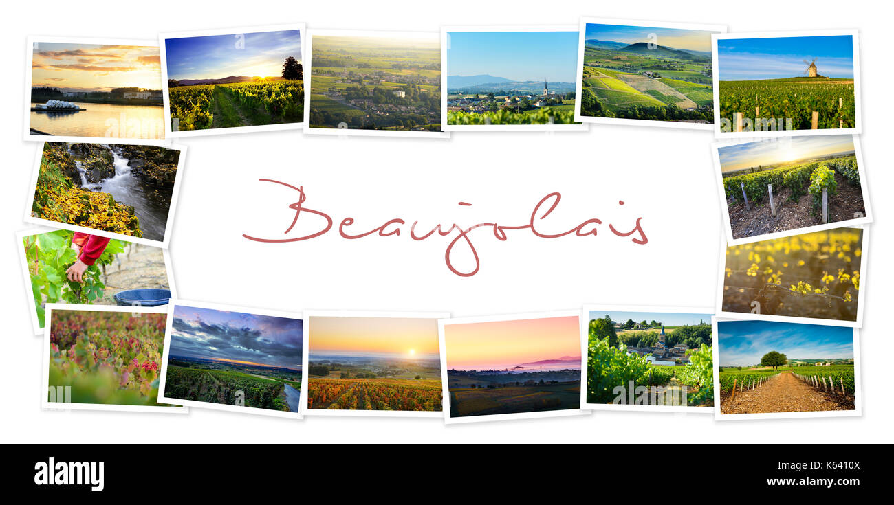 Cumulo di beaujolais Foto di viaggio con uno sfondo bianco Foto Stock