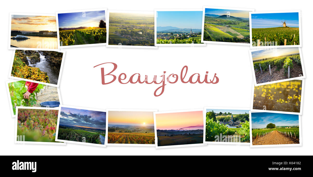 Cumulo di beaujolais Foto di viaggio con uno sfondo bianco Foto Stock