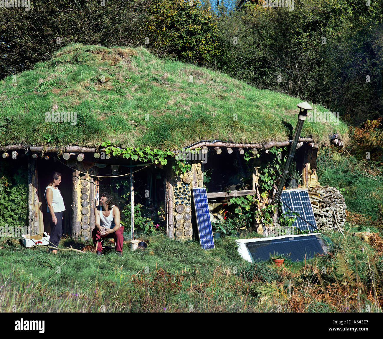 Il Roundhouse a brithdir mawr ecovillage, Pembrokeshire, South West Wales. Foto Stock