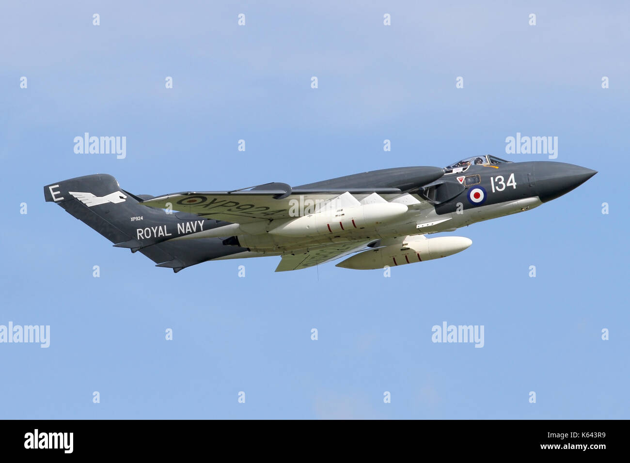 Navy Ali Sea Vixen visualizzazione a Duxford Air show nel maggio 2017. Aeromobili è stato danneggiato al momento dell'atterraggio torna a Yeovilton. Foto Stock