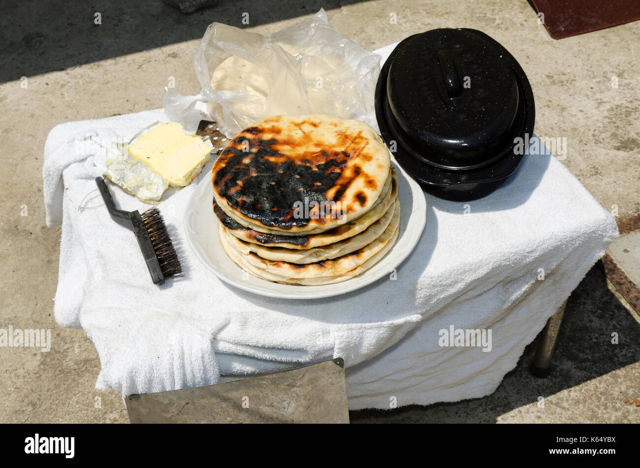 Piatto pane di vita rurale per esterno Foto Stock