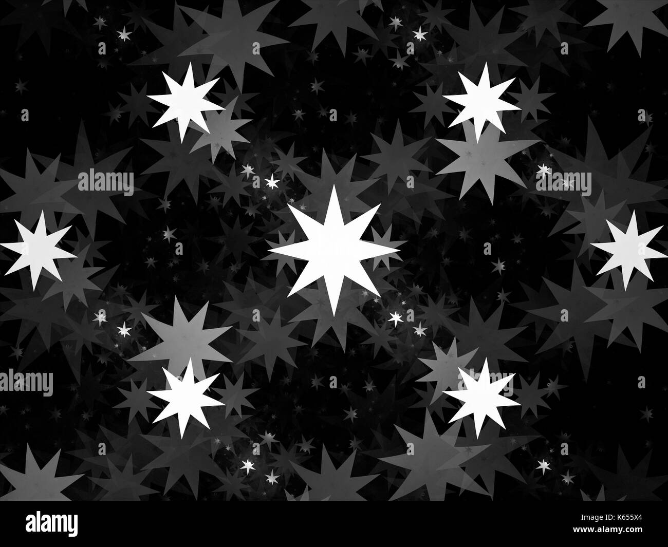 Computer generato stelle in bianco e nero, texture, abstract sfondo frattale, rendering 3D Foto Stock