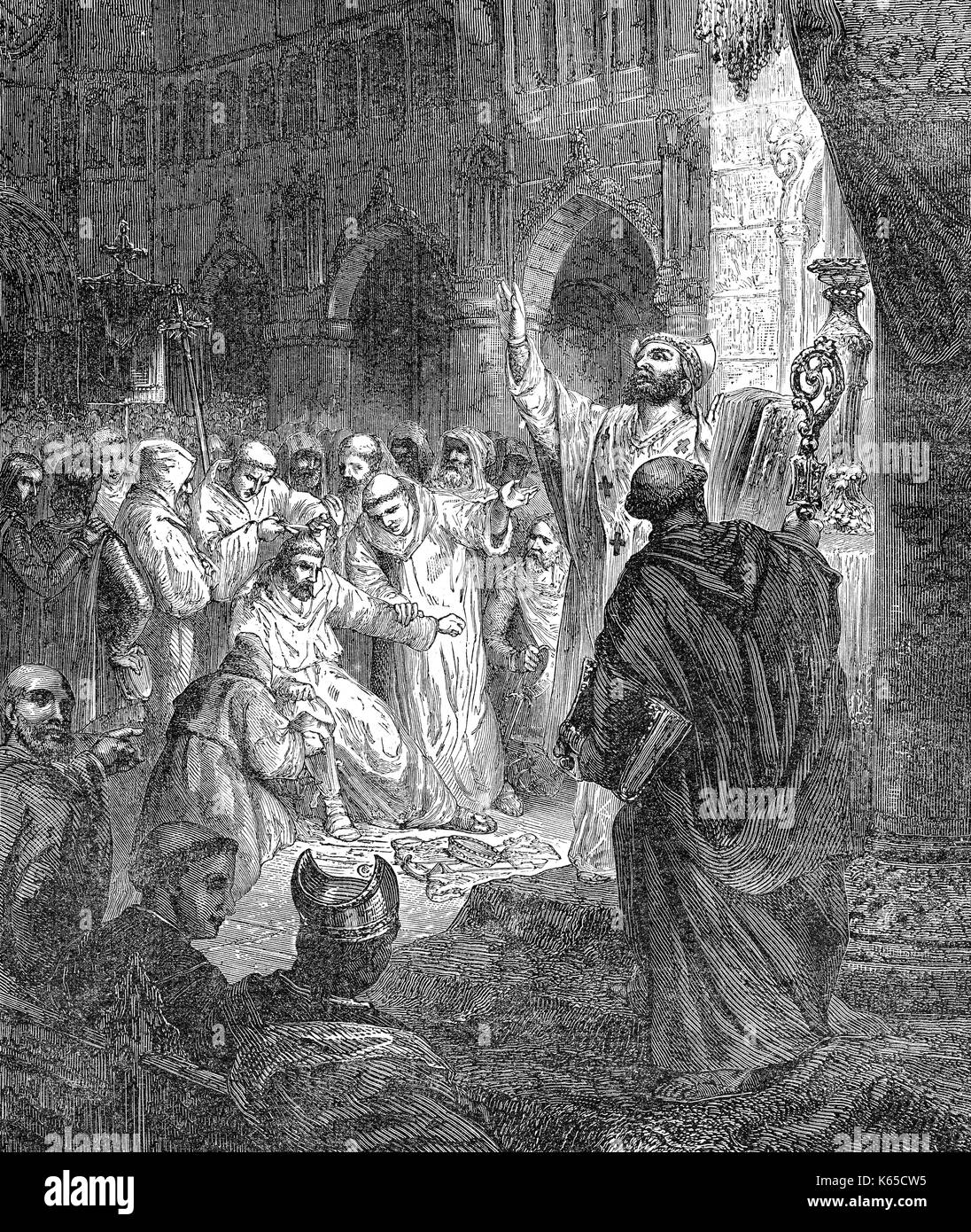 Childeric III, c. 717 - c. 754, Re di Francia, deposto nel monastero di Saint-Bertin, 751 Foto Stock