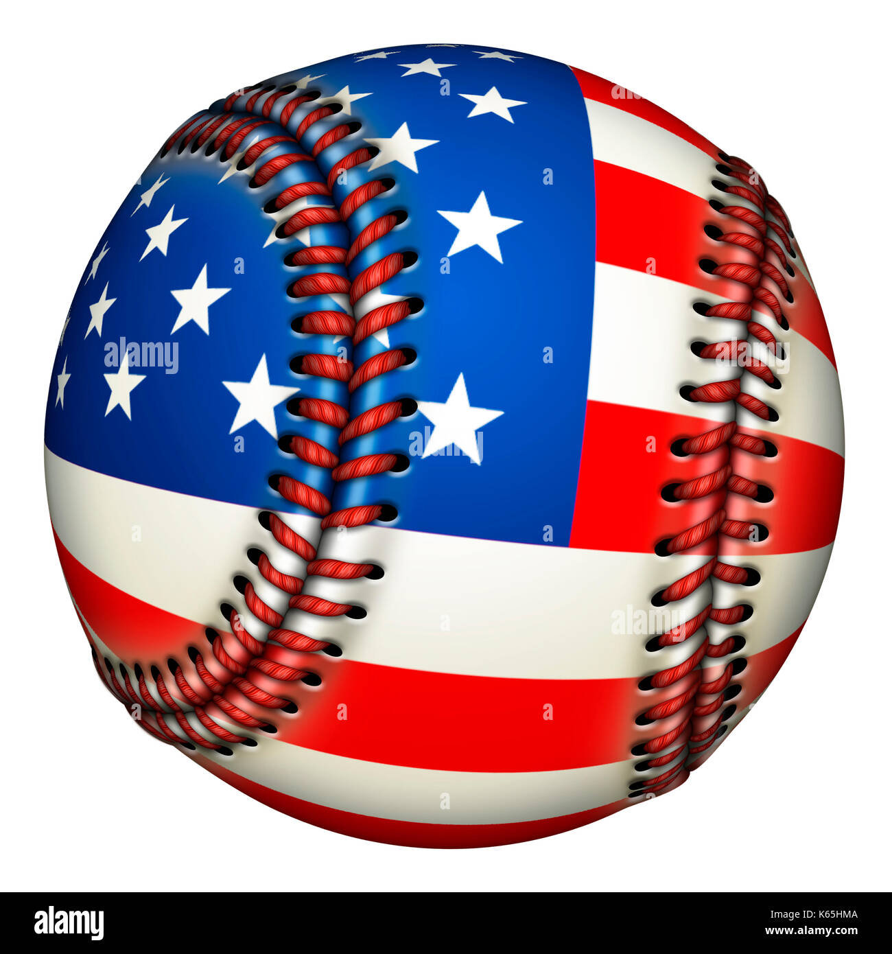Illustrazione di un baseball a stelle e strisce. Foto Stock