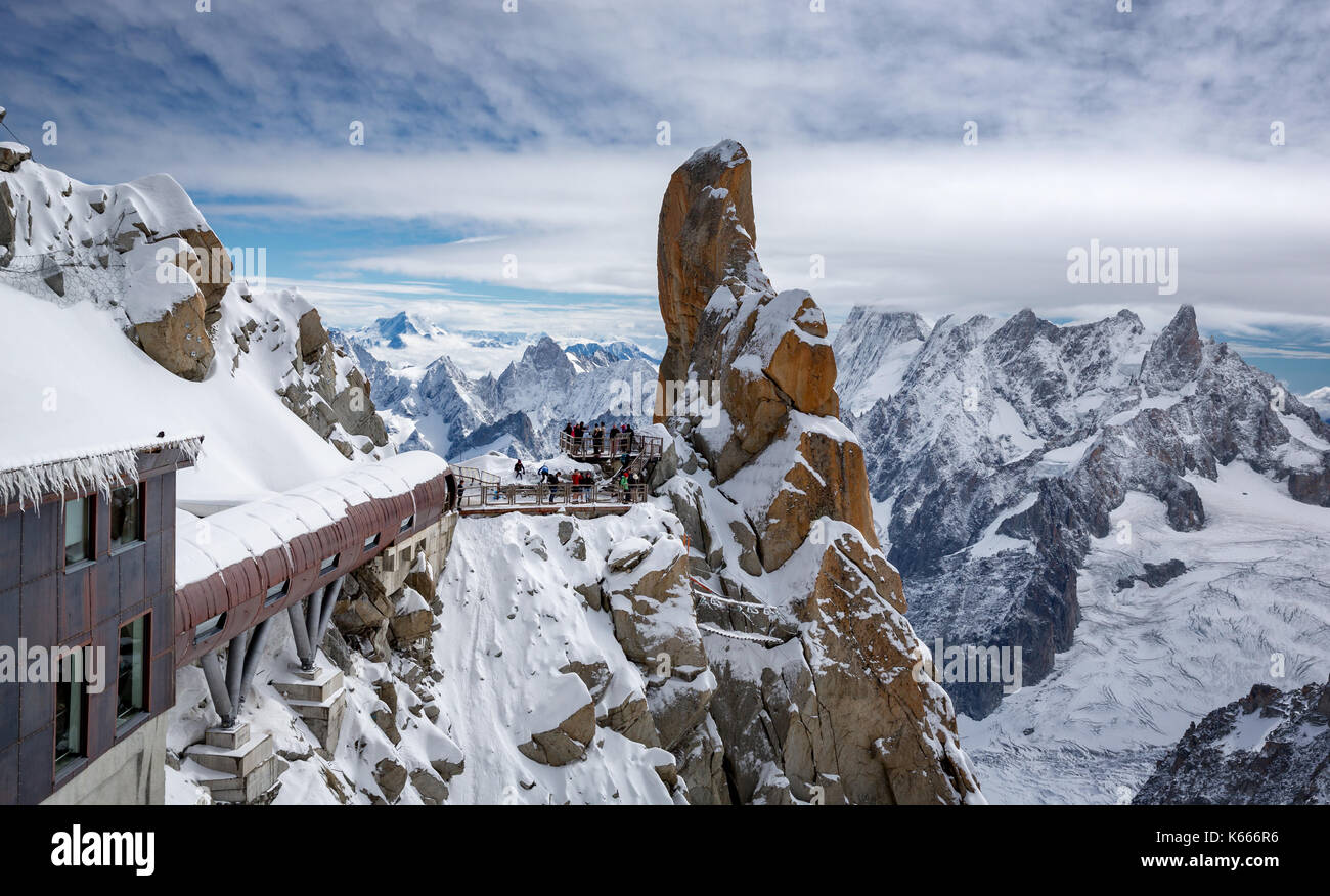 Il tubo, Aiguille du Midi, Mont Blanc, Chamonix, Francia Foto Stock