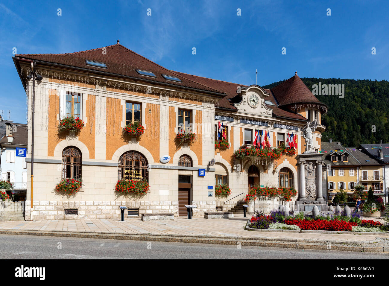 Hotel de Ville, Municipio Thônes, Haute-Savoie reparto, Francia Foto Stock