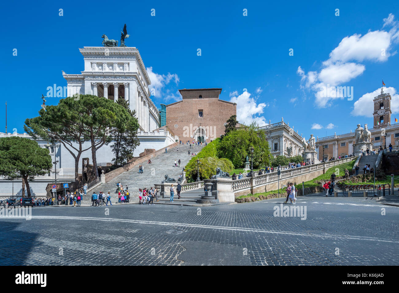 Il colle capitolino cordonata che conduce da via del teatro di Marcello a piazza del Campidoglio, Roma, lazio, L'Italia, l'Europa. Foto Stock