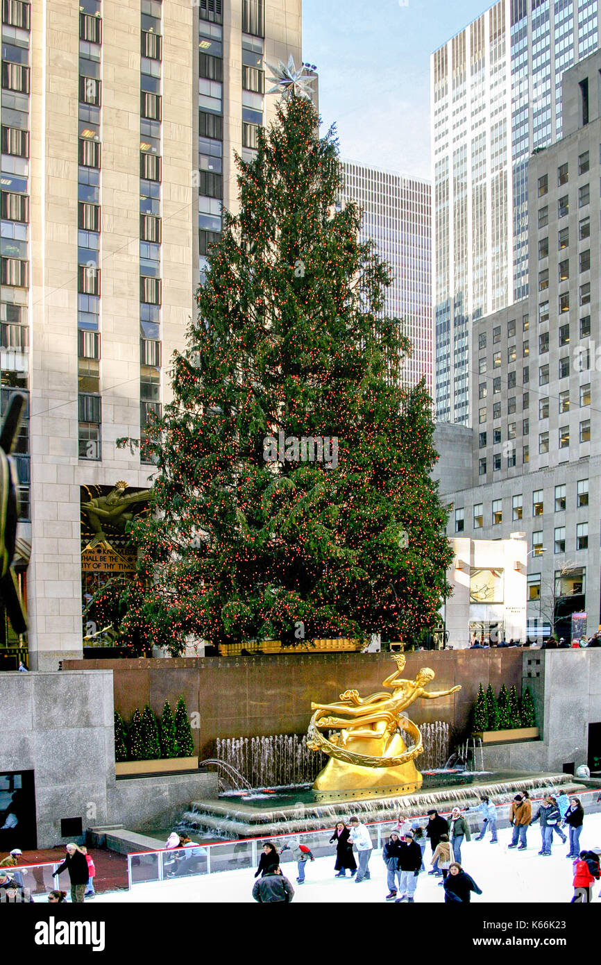 Albero di Natale, il Rockefeller Center di New York - dicembre, 2005. Foto Stock