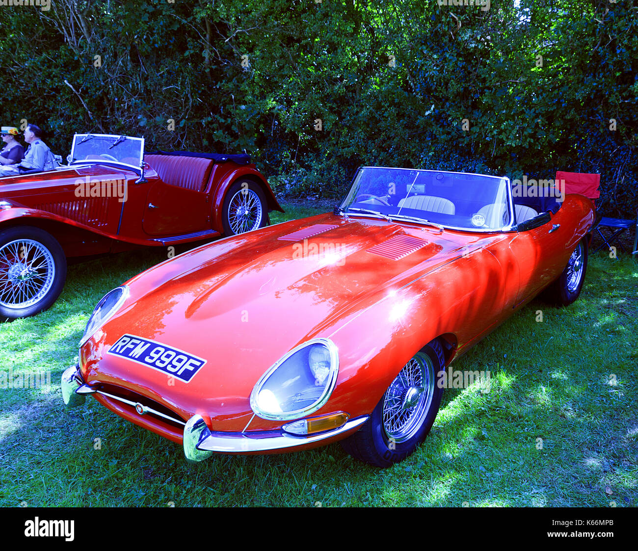 Jaguar E Tipo Car Red circa 1967 4.2 litro Foto Stock