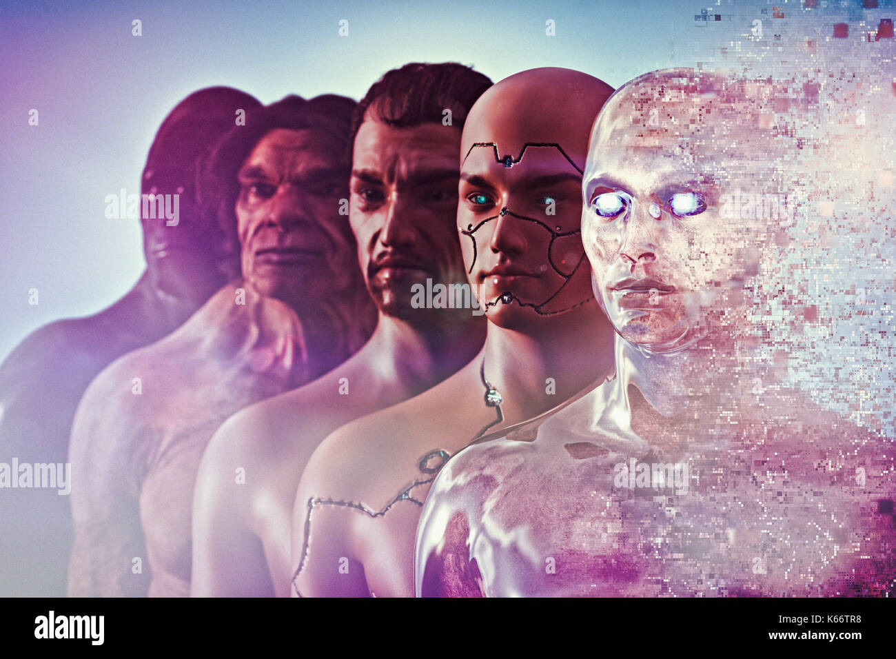 Evoluzione umana di cyborg Foto Stock