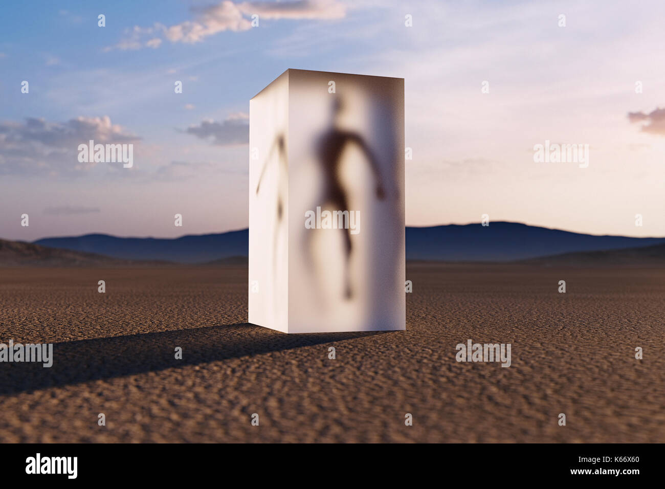 Persona congelati in animazione sospesa nel deserto Foto Stock