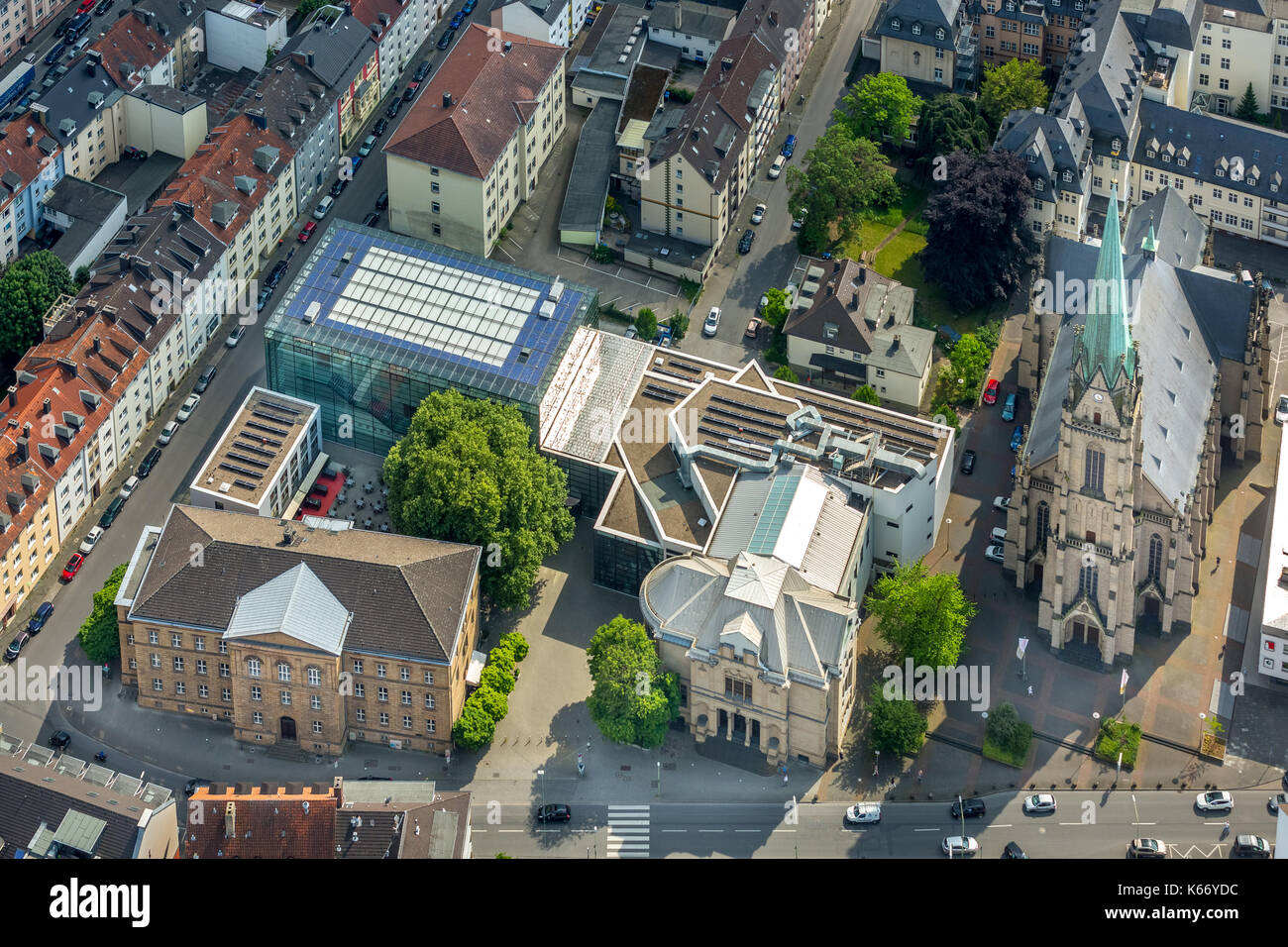 St. marien chiesa, arte quartier con Karl ernst osthaus-museum e Emil-Schumacher, museo, musei, Hagen, la cultura, l'isola dei musei, il museo squa Foto Stock