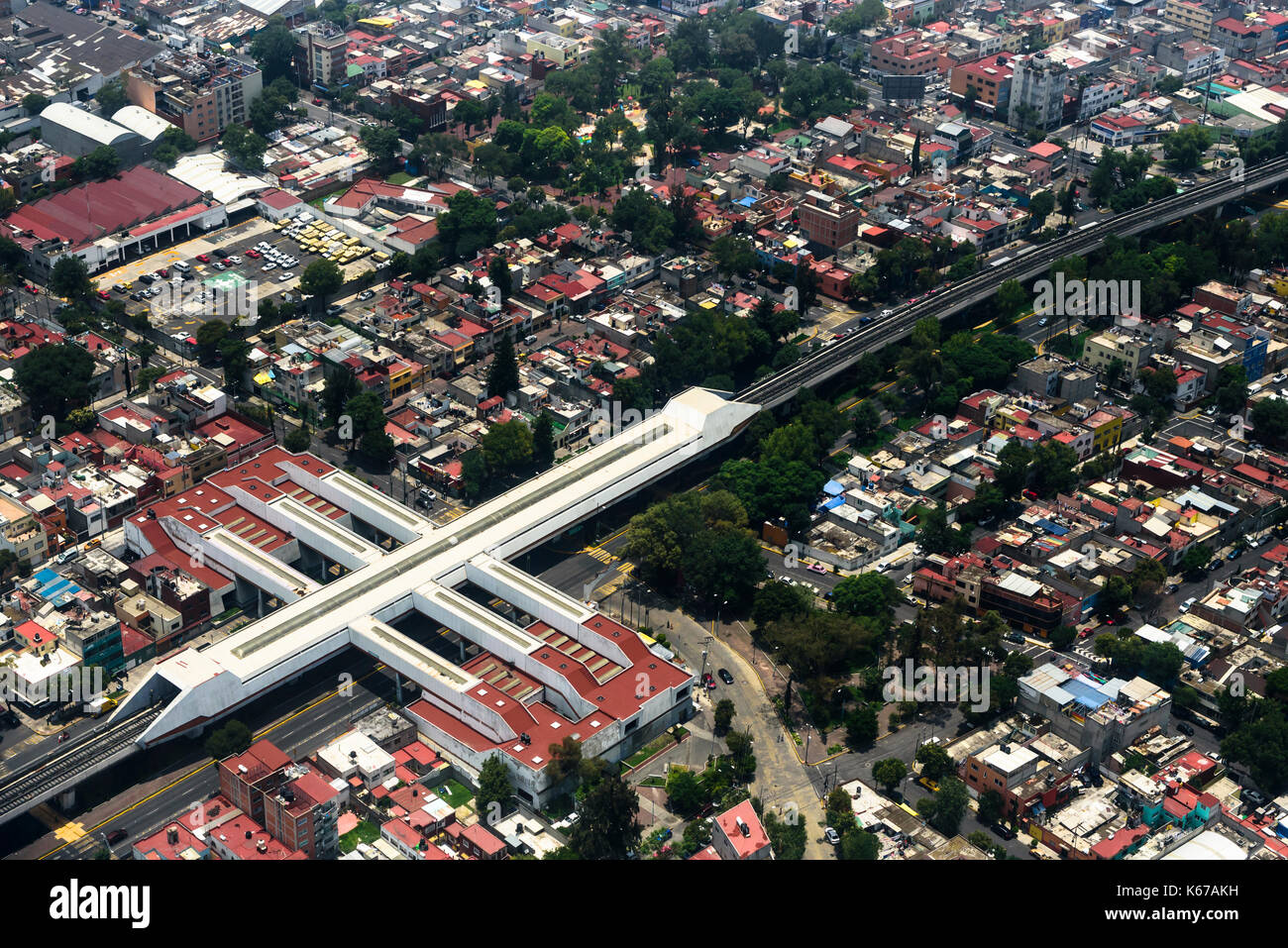 Foto aeree sul Messico da un volo tra Puerto Escondido a Città del Messico il 13 luglio 2017. Foto Stock