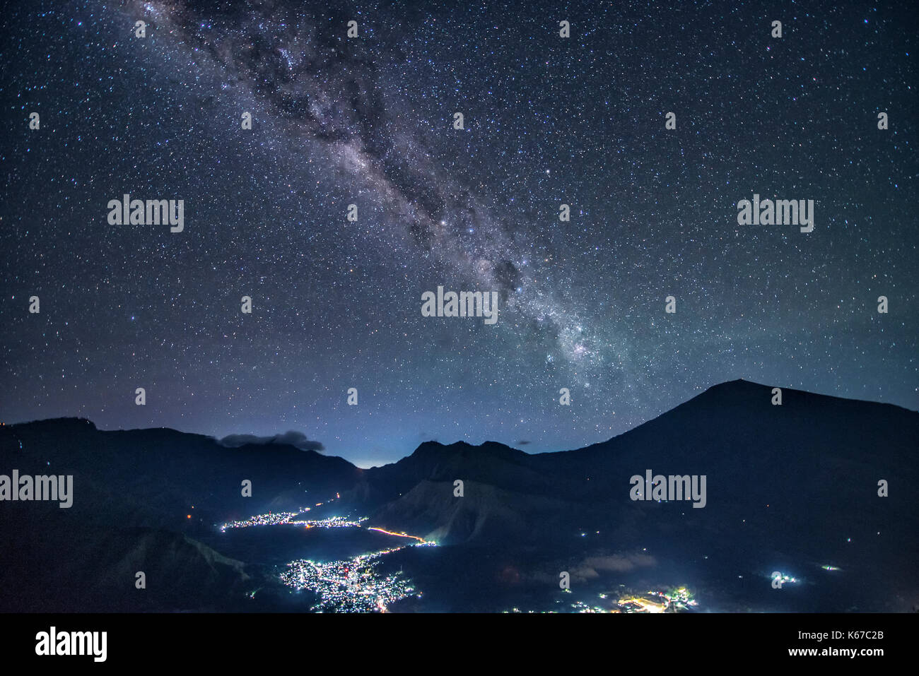 Mount Rinjani di notte, West Nusa Tenggara, Indonesia Foto Stock