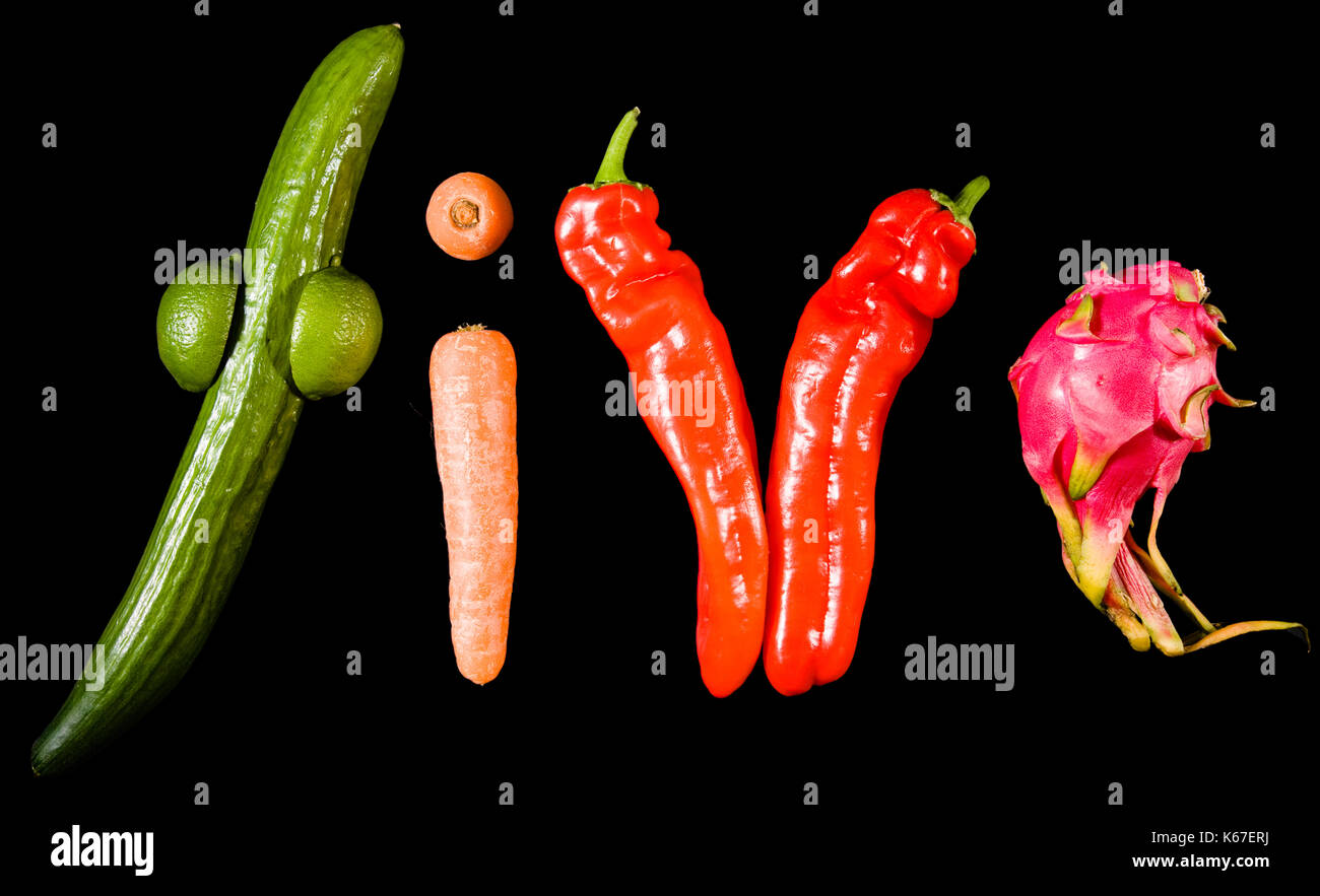 Frutta & Verdura - Mangiare cinque volte al giorno Foto Stock