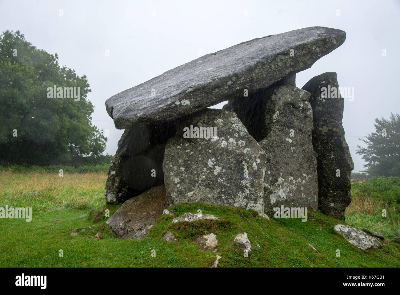 Quoit trethevy, celtica civiltà megalitica in Cornovaglia, Inghilterra Foto Stock