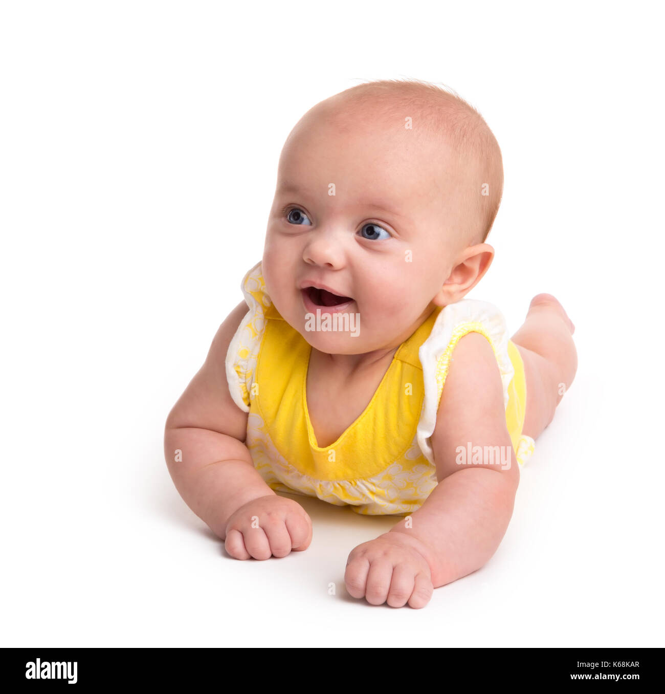 Carino baby sorridente isolati su sfondo bianco Foto Stock