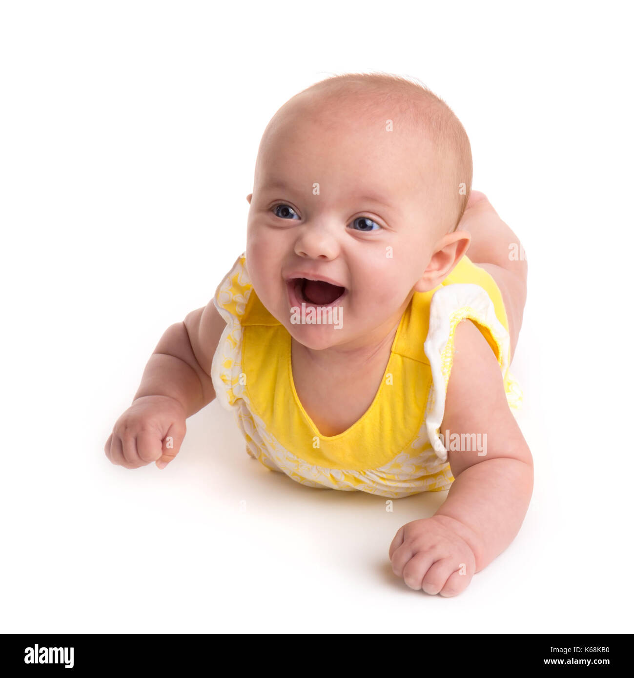 Carino baby sorridente isolati su sfondo bianco Foto Stock