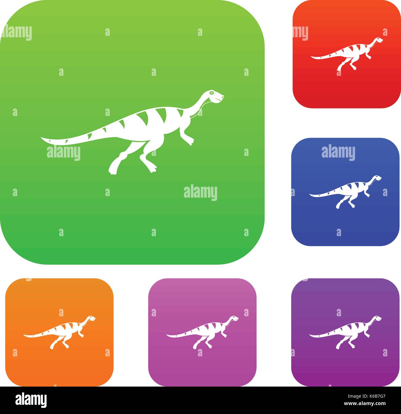 Gallimimus dinosauro set color collection Illustrazione Vettoriale