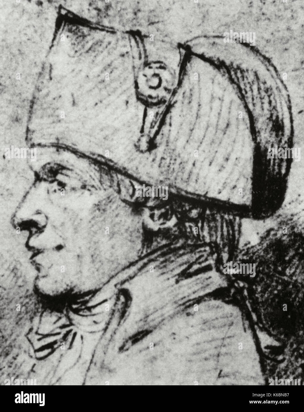 Jacques pierre brissot de warville (1754 - 1793). politico francese membro del movimento girondist. disegno, XVIII secolo. Foto Stock