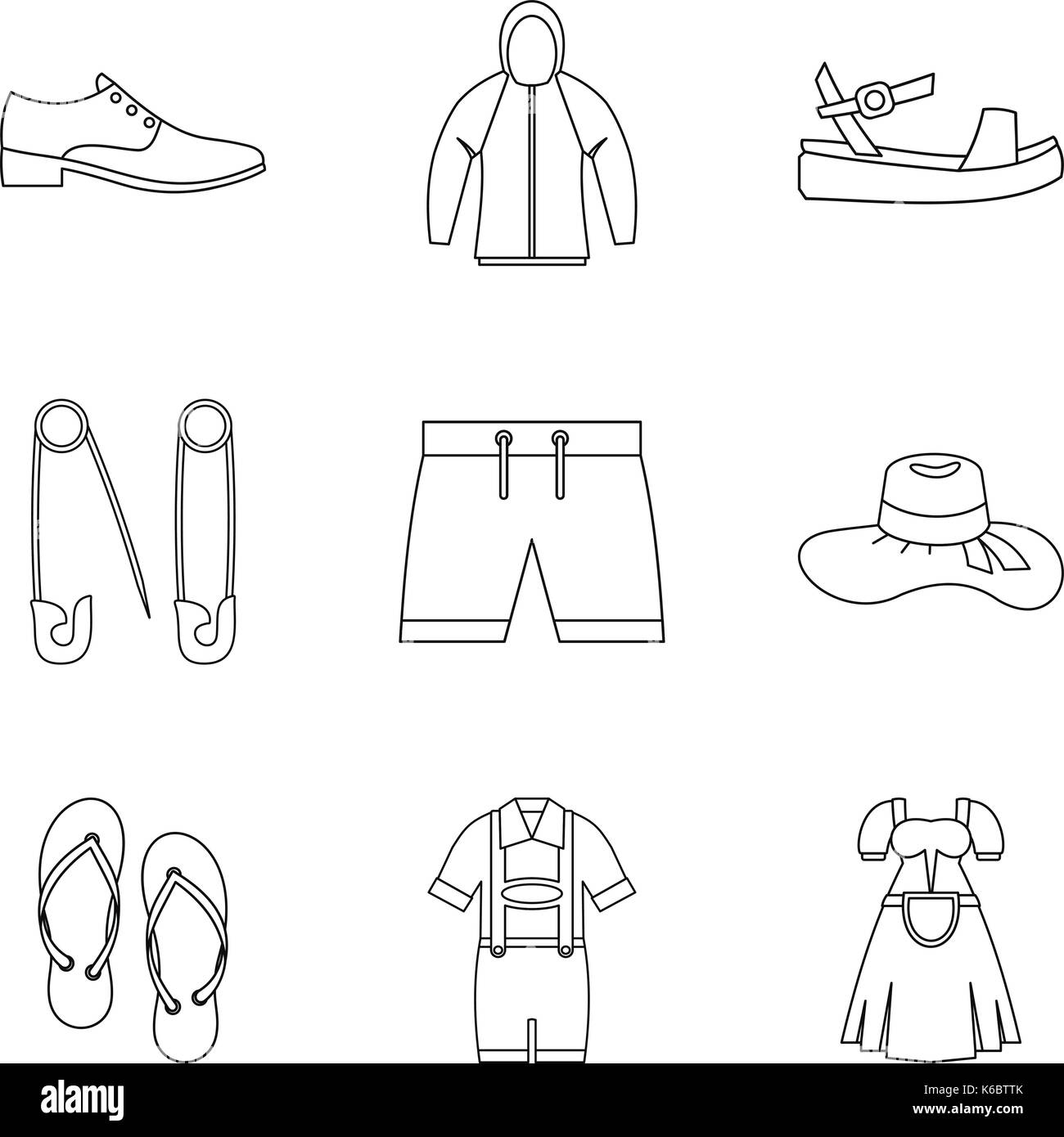 I vestiti estivi icon set. delineare insieme di 9 vestiti estivi icone  vettoriali per il web design isolato su sfondo bianco Immagine e Vettoriale  - Alamy
