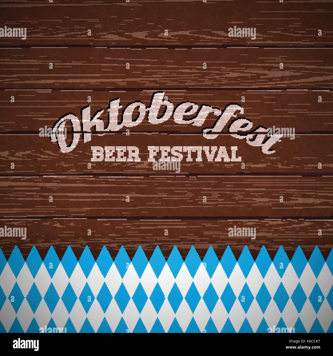 Oktoberfest illustrazione vettoriale con lettera dipinte su legno texture di sfondo celebrazione. banner per tedesco tradizionale festa della birra. Illustrazione Vettoriale