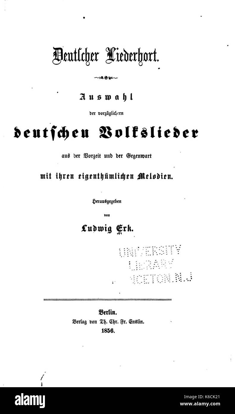 Deutscher Liederhort (ERK) p 001 Foto Stock