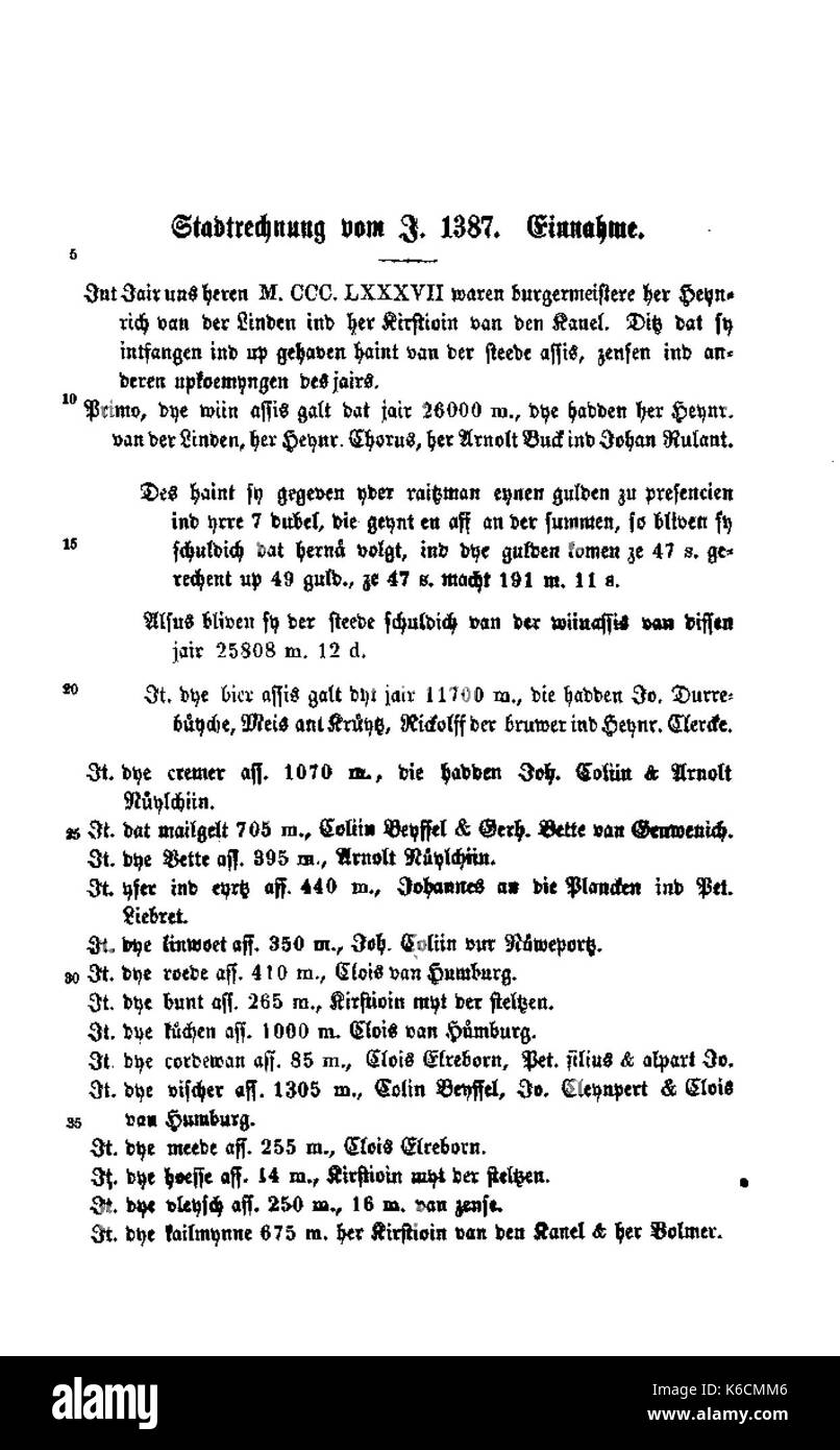 De Aachener Stadtrechnungen (Laurent) 378 Foto Stock