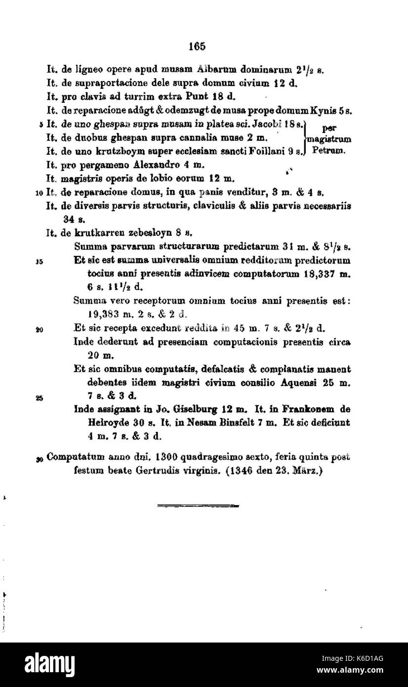 De Aachener Stadtrechnungen (Laurent) 178 Foto Stock