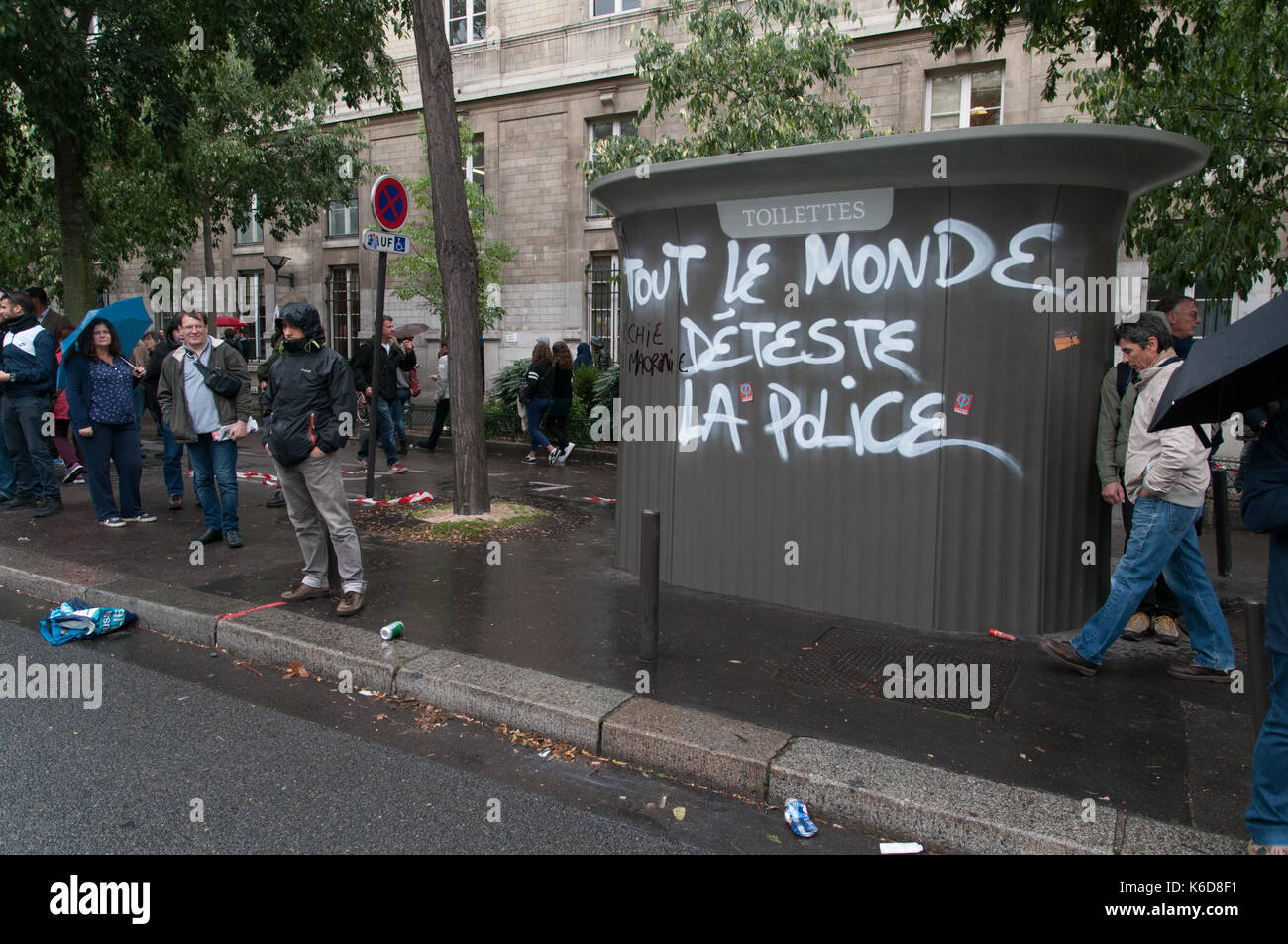 Parigi, Francia. Xii Sep, 2017. dimostrazione contro la riforma del codice del lavoro del governo macron a Parigi in Francia il 12 settembre 2017 credit: francois pauletto/alamy live news Foto Stock
