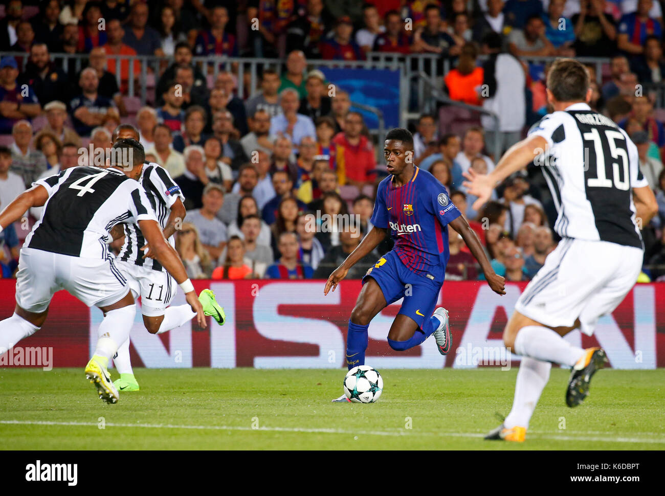 Barcellona, Spagna. Xii Sep, 2017. ousmane dembele duranti el Partido de la jornada primera del grupo d de la Liga de Campeones, entre el fc barcelona y la Juventus de turin, disputado en el Camp Nou. Credito: gtres información más comuniación on line,s.l./alamy live news Foto Stock