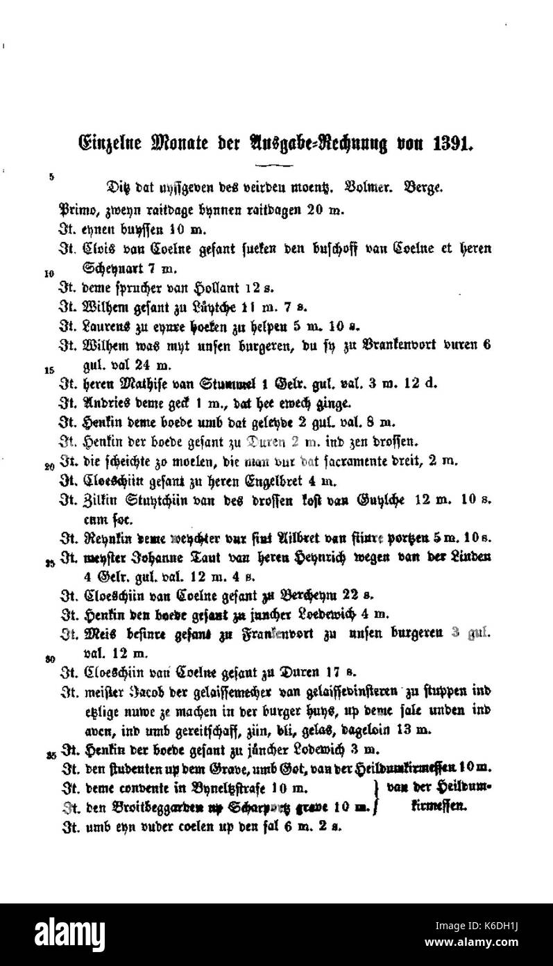 De Aachener Stadtrechnungen (Laurent) 386 Foto Stock