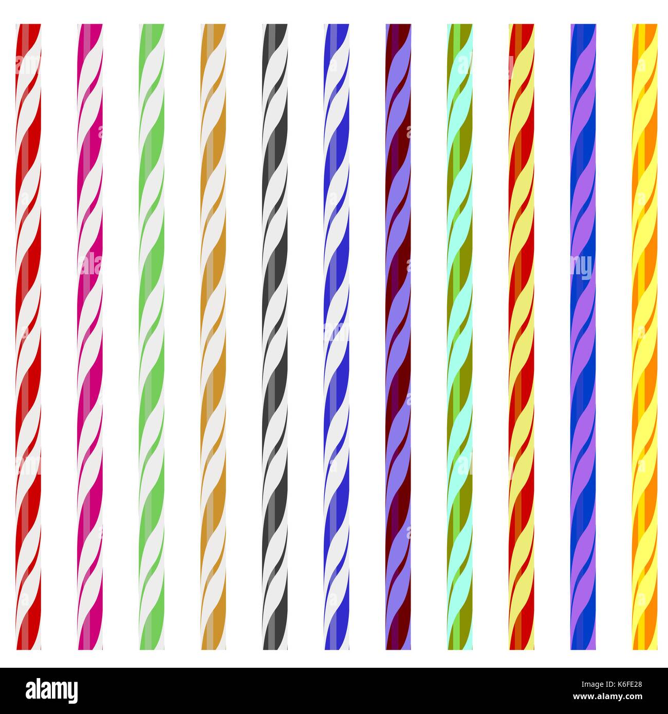 A strisce colorate di bere cannucce Illustrazione Vettoriale