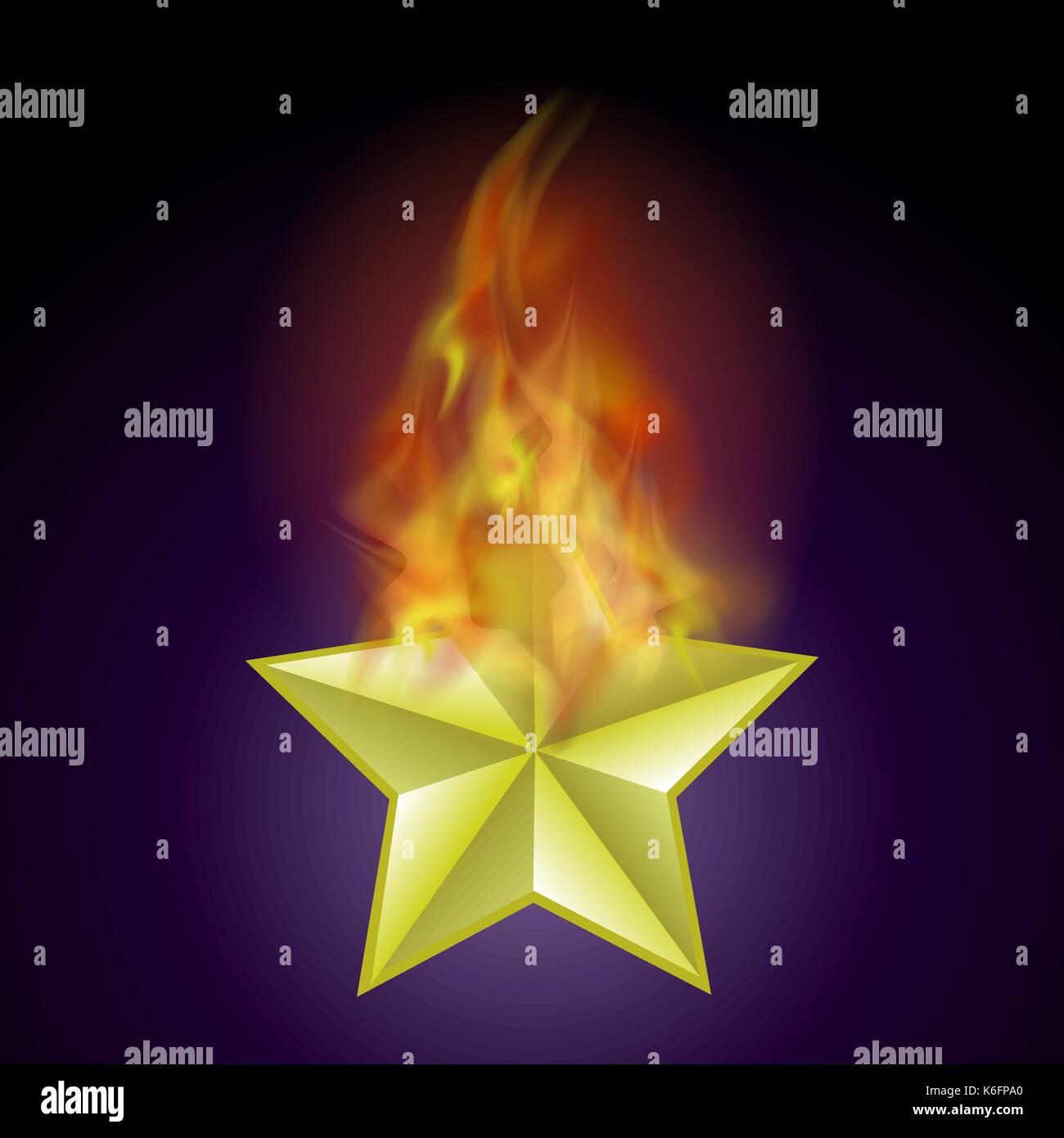 Vector burning star con fuoco di fiamma Illustrazione Vettoriale