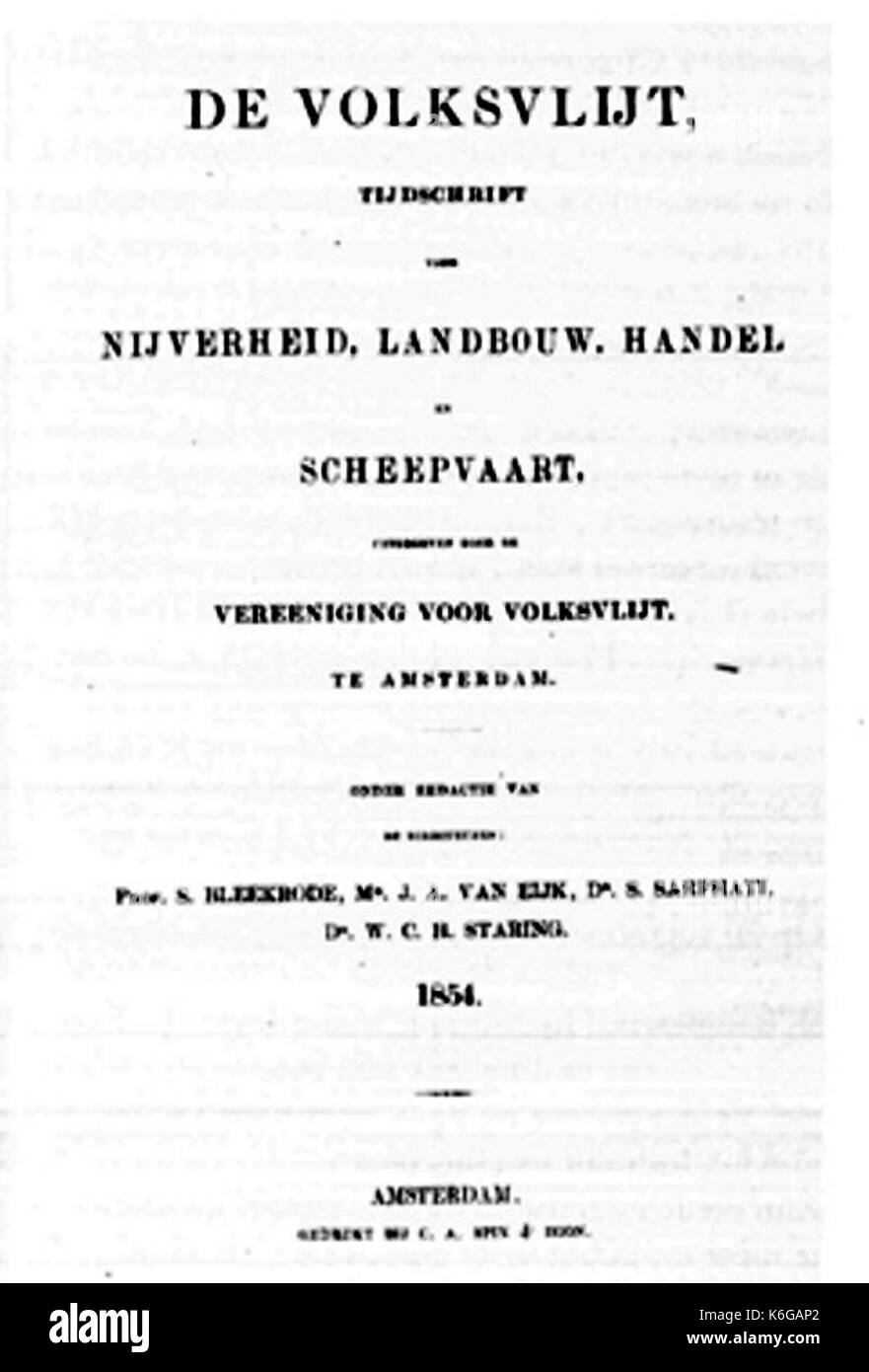 De Volksvlijt, tijdschrift, 1854 Foto Stock