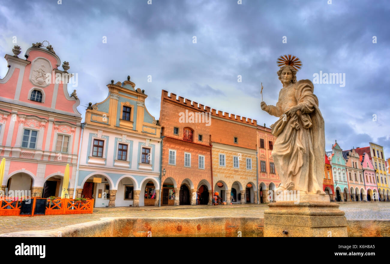 Statua di santa margherita in Telc, Repubblica ceca Foto Stock