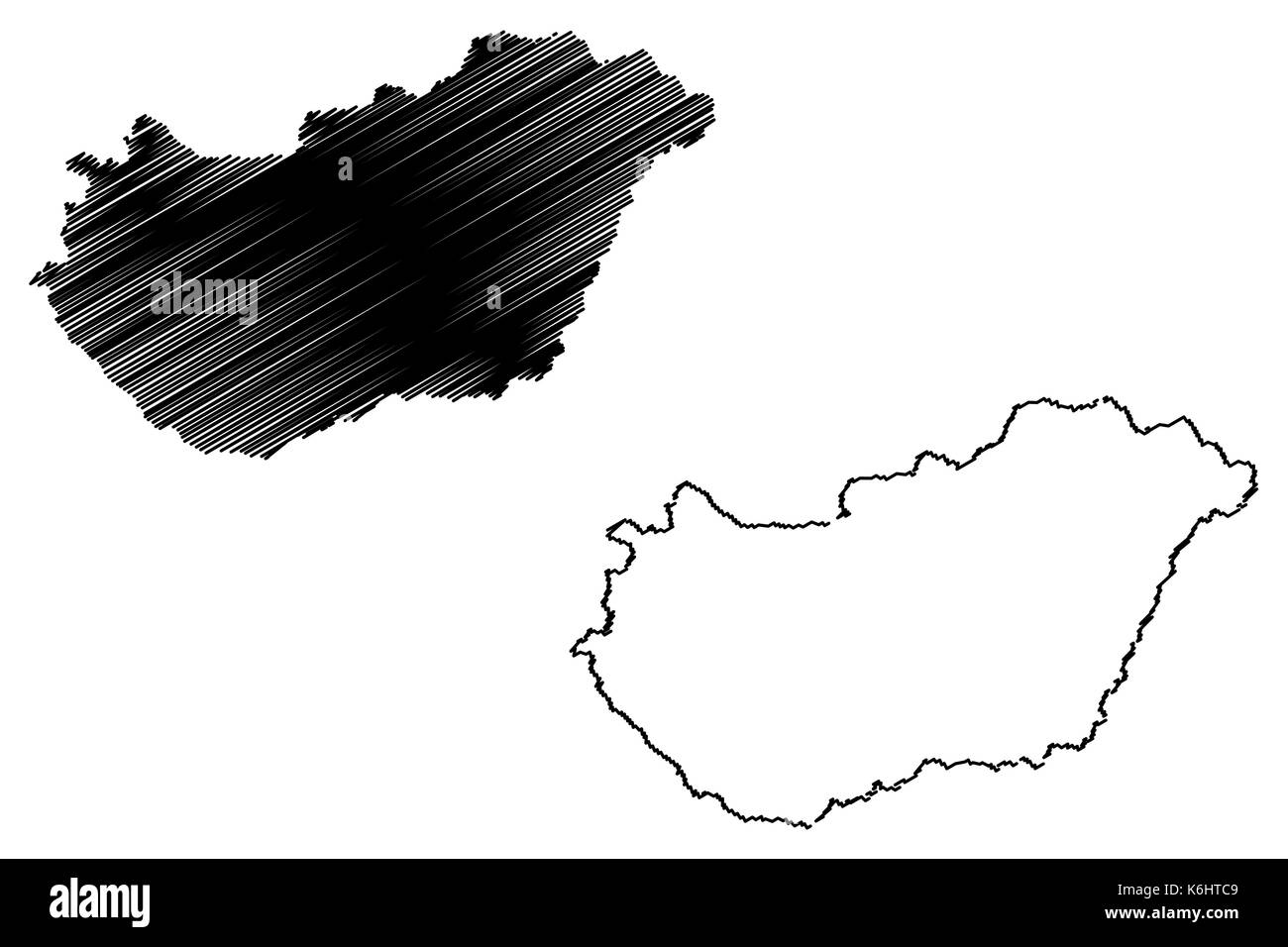 Ungheria mappa illustrazione vettoriale, scribble schizzo Ungheria Illustrazione Vettoriale