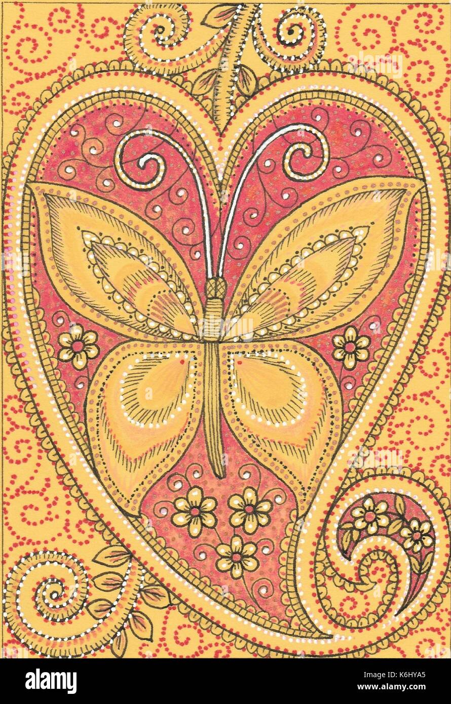farfalla giallo-arancione Illustrazione Vettoriale