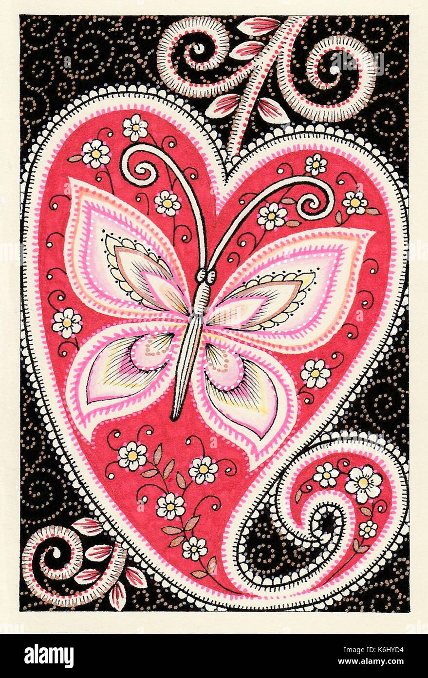 farfalla rosso-bianco-nero Illustrazione Vettoriale