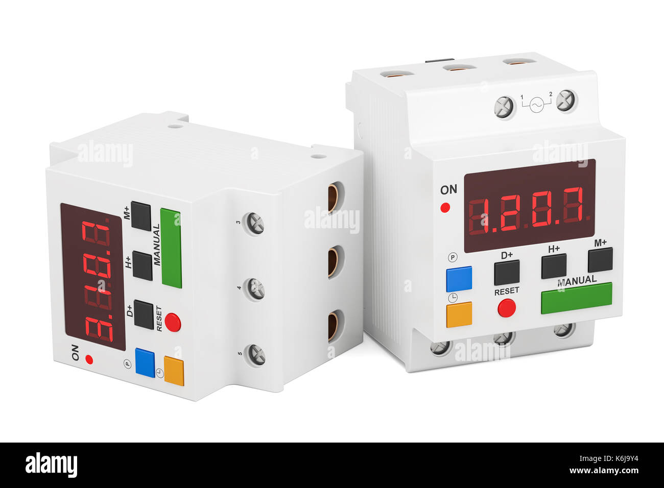 Timer digitale switch, 3d rendering isolati su sfondo bianco Foto Stock