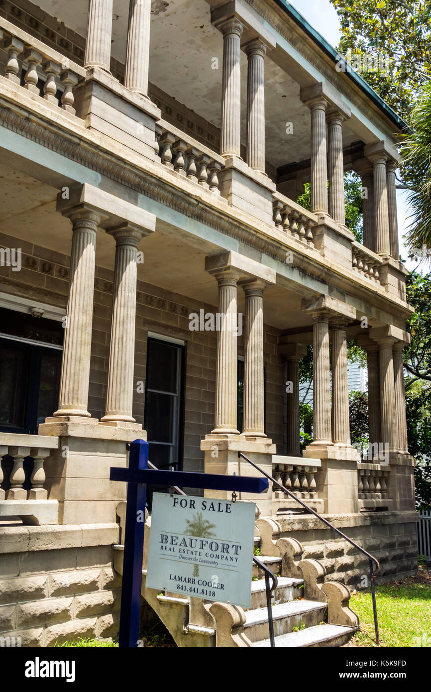 Beaufort South Carolina, Bay Street, casa, villa, William Joseph Thomas casa, architettura vittoriana, casa case casa case residenza, esterno, veranda, co Foto Stock