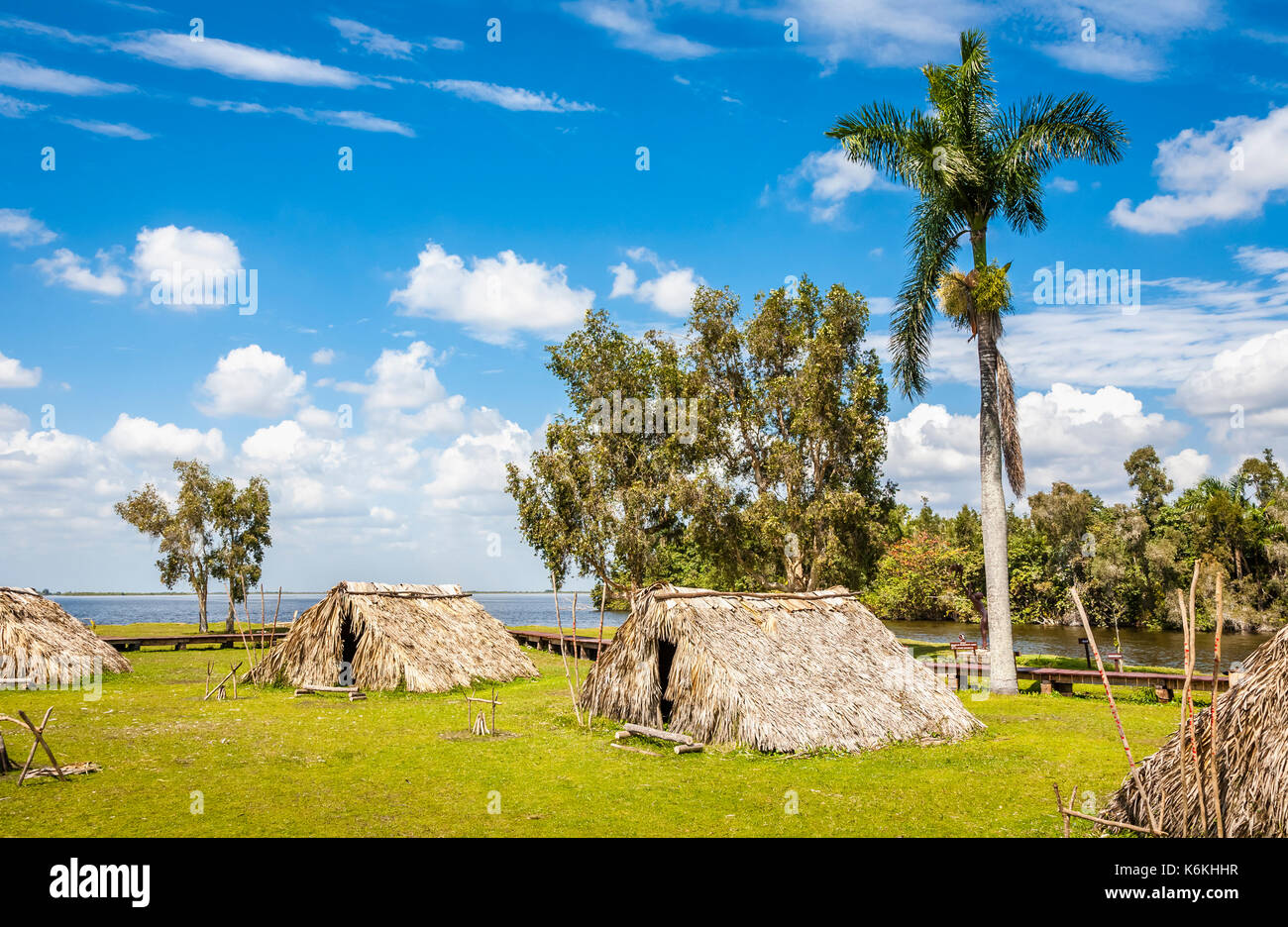 Guama, che include La Aldea Taina, una ricostruzione di una pre-Colombiano village, Laguno del Teroso, sulla costa occidentale di Cuba Foto Stock