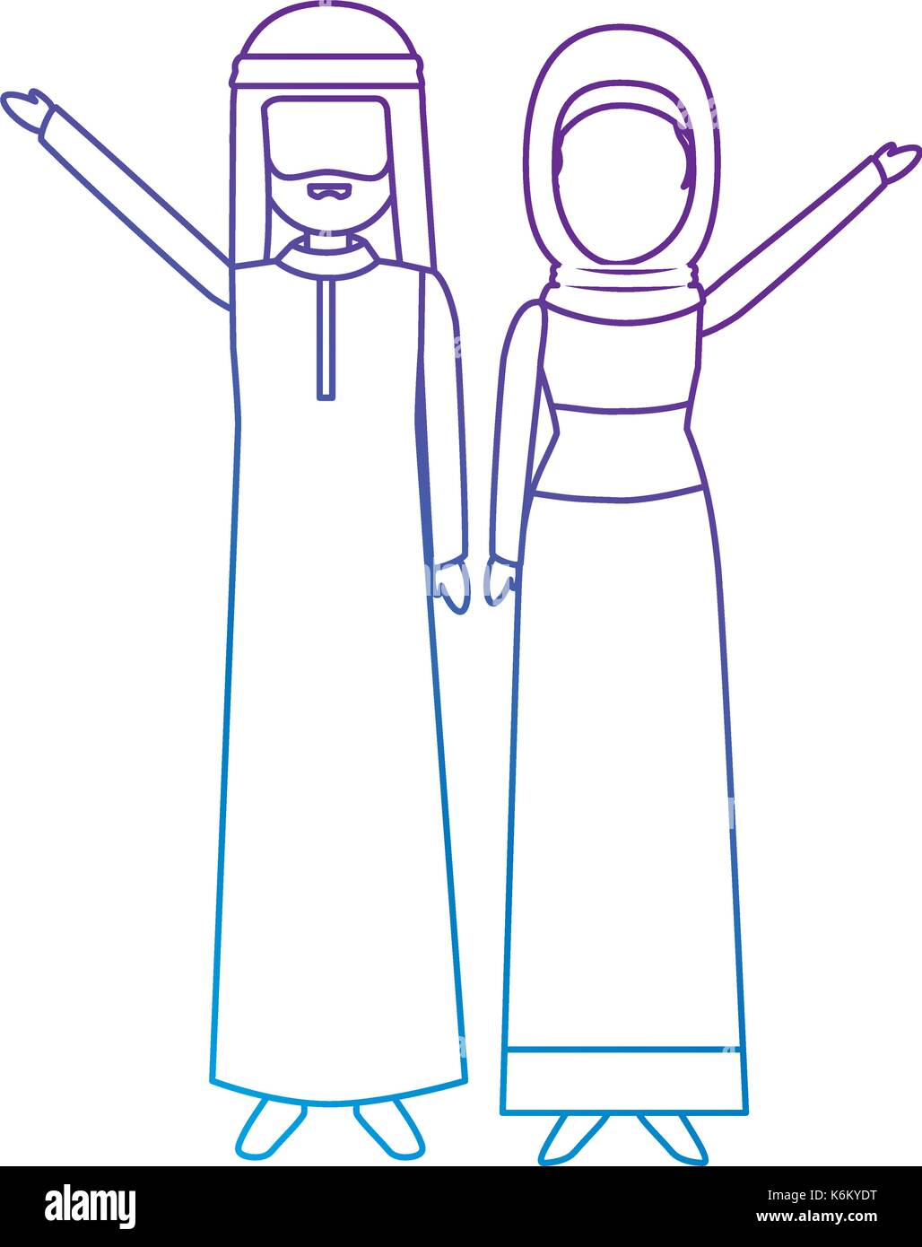 Coppia musulmana avatar caratteri Illustrazione Vettoriale