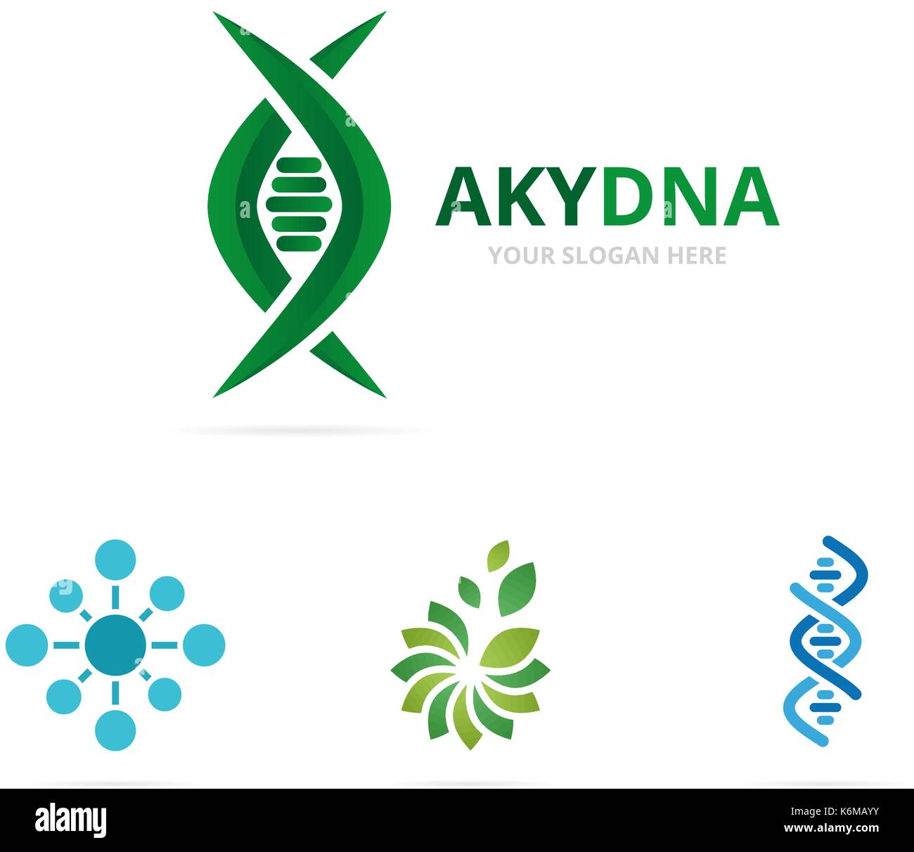 Il vettore di DNA e genetica combinazione di logo. scienza e helix simbolo o icona. unica spirale e logotipo di evoluzione del modello di progettazione. Illustrazione Vettoriale