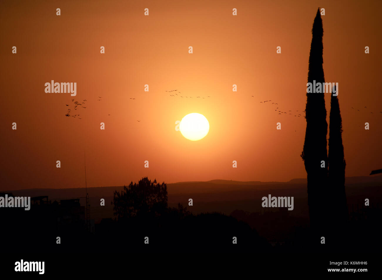 San Miguel de Allende, Guanajuato, Messico - 2013: Vista dell'orizzonte al tramonto. Foto Stock